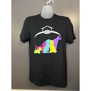 Paws Place Dog Rescue Shirt Mens Medium Gray Graphic Colorful Tee Animal Shelter